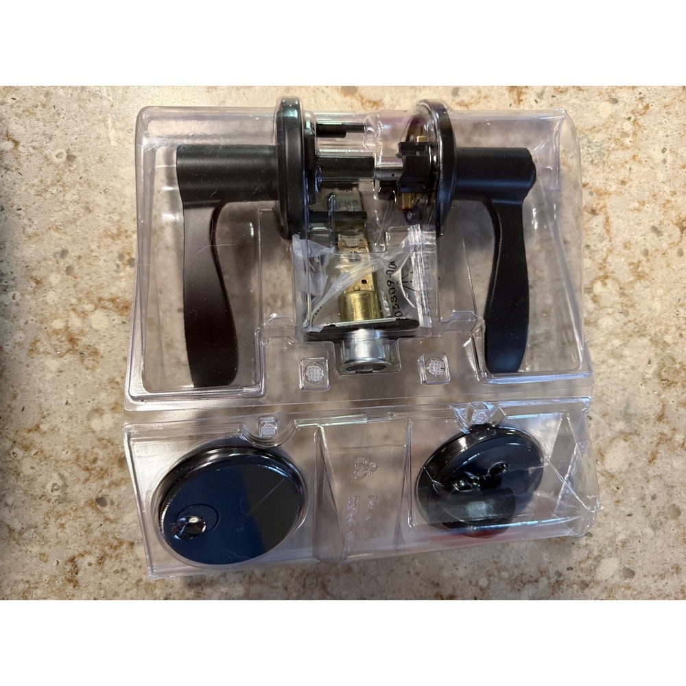 Kwikset Keyed Entry Door Lever and Deadbolt Combo Set Matte Black
